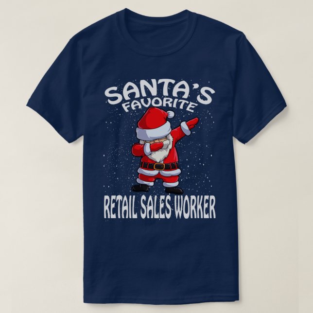 Santas Favorite Retail Sales Worker Christmas T-Shirt (Design Front)
