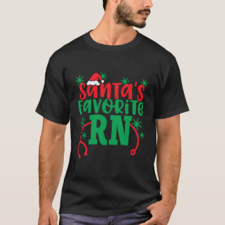 Santa'S Favorite Rn Cute Christmas Registered Nurs T-Shirt