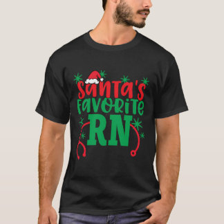 Santa'S Favorite Rn Cute Christmas Registered Nurs T-Shirt