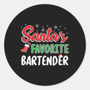Santa's Favorite Rtender T Shirt Cute Xmas Party D Classic Round Sticker