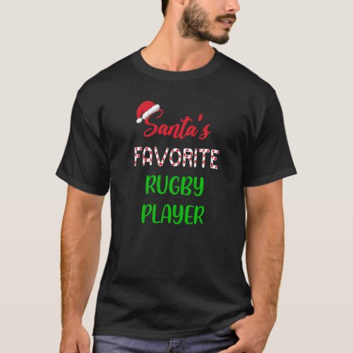 Santas Favorite Rugby Player  Funny Rugby Christma T_Shirt