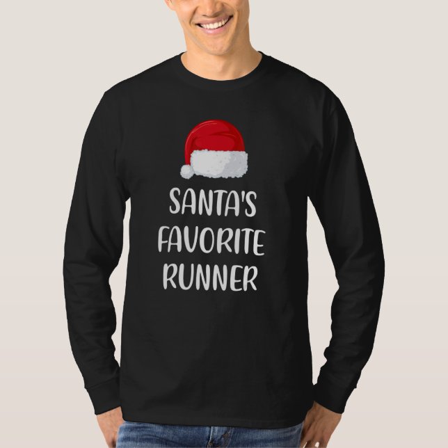 Santas Favorite Runner Christmas   Running   T-Shirt (Front)