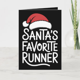 Santa's Favorite Runner Christmas Santa Hat Xmas Card