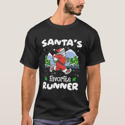 SantaS Favorite Runner Funy Running Lover Christm T_Shirt