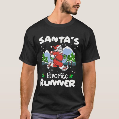 SantaS Favorite Runner Funy Running Lover Christm T_Shirt