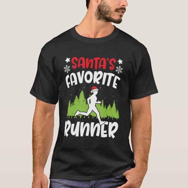 Santas Favorite Runner Run Gift Matching Running F T-Shirt (Front)