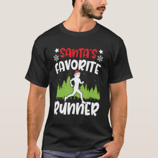 Santas Favorite Runner Run Gift Matching Running F T-Shirt
