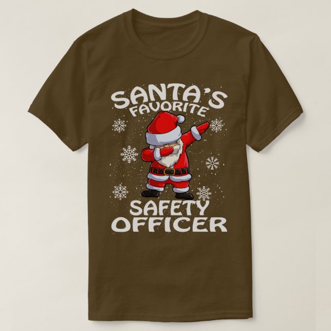 Santas Favorite Safety Officer Christmas T-Shirt (Design Front)