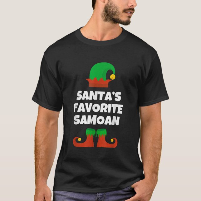Santas Favorite Samoan Christmas Hat Funny Samoa T-Shirt (Front)