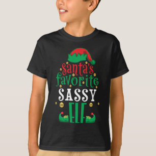 Santa's Favorite Sassy Elf Christmas Matching T-Shirt