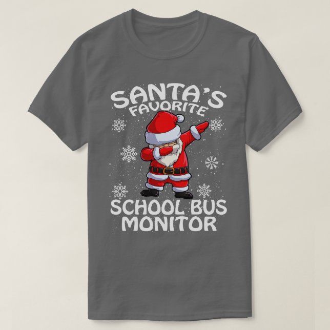 Santas Favorite School Bus Monitor Christmas T-Shirt (Design Front)