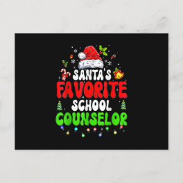 Santa's Favorite School Counselor Family Matching Holiday Postcard