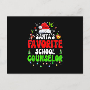 Santa's Favorite School Counselor Family Matching Holiday Postcard