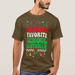 Santas Favorite School Custodian Retro Christmas T-Shirt