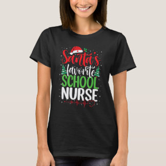 Santa's Favorite School Nurse Christmas Santa Nurs T-Shirt
