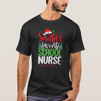 Santa's Favorite School Nurse Christmas Santa Nurs T-Shirt