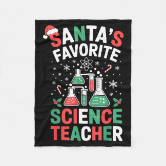 Santa's Favorite Science Teacher Funny Science Chr Fleece Blanket
