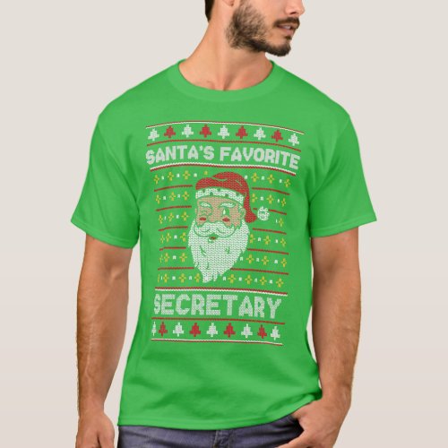 Santas Favorite Secretary Funny Ugly Christmas Swe T_Shirt