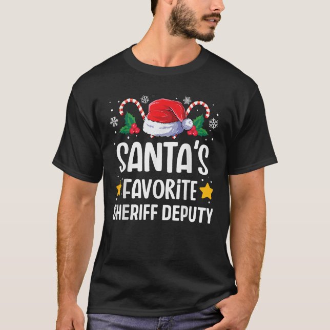 Santas Favorite Sheriff Deputy Christmas Matching  T-Shirt (Front)