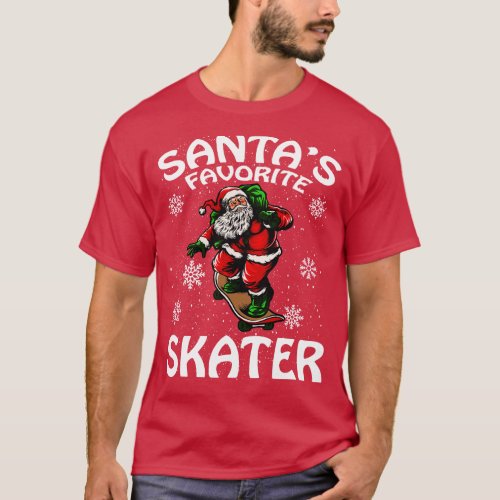Santas Favorite Skater Christmas T_Shirt