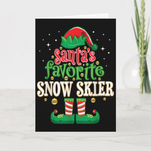 Santas Favorite Snow Skier Skiing Christmas Matchi Card