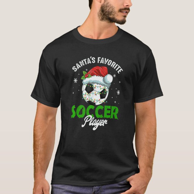 Santa's Favorite Soccer Player Christmas Pajama T-Shirt (Front)