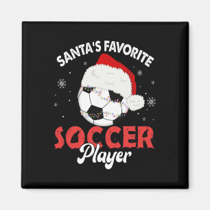 Santa's Favorite Soccer Player Christmas Pajamas M Magnet