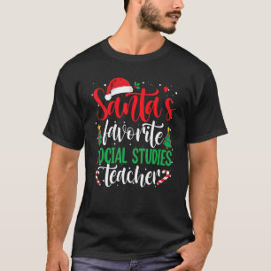 Santa's Favorite Social Studies Teacher Christmas  T-Shirt
