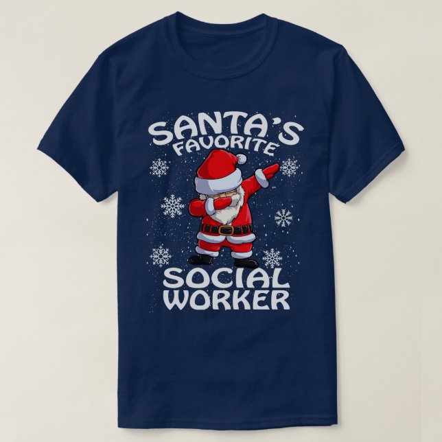Santas Favorite Social Worker Christmas 1 T-Shirt (Design Front)