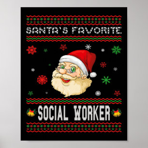 Santa's Favorite Social Worker Christmas Party Poster