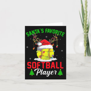 Santa's Favorite Softball Player Christmas Pajama Card