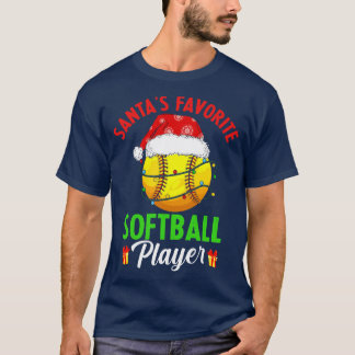 Santas Favorite Softball Player Christmas Pajama M T-Shirt