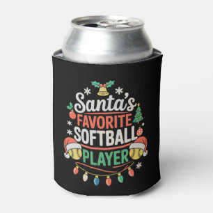 Santa's Favorite Softball Player Christmas Sports Can Cooler