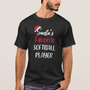 Santas Favorite Softball Player Gift Christmas Sof T-Shirt