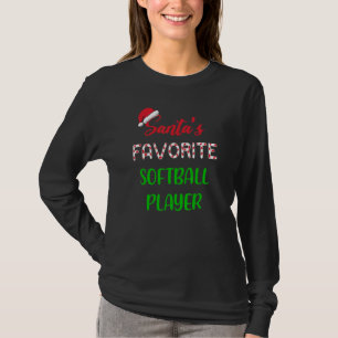 Santas Favorite Softball Player Softball Christm T-Shirt