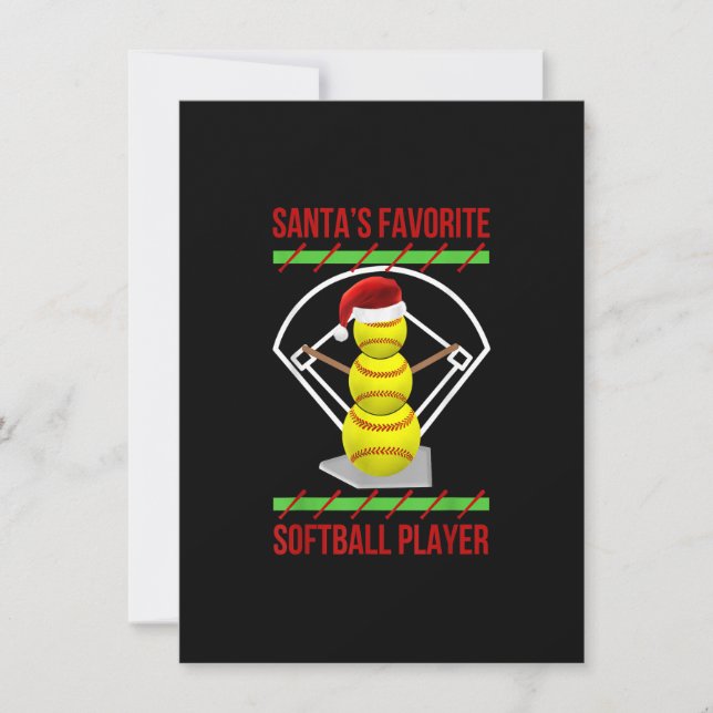 Santa's Favorite Softball Player Softball mom xmas Invitation (Front)