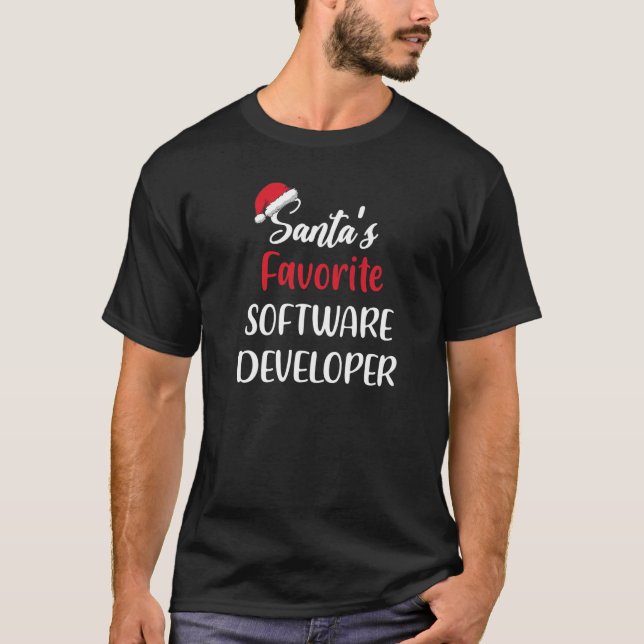 Santas Favorite Software Developer  Christmas T-Shirt (Front)