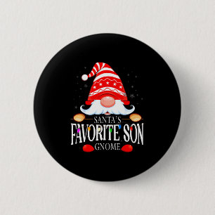 Santas Favorite Son Gnome Matching Christmas Paja  Button
