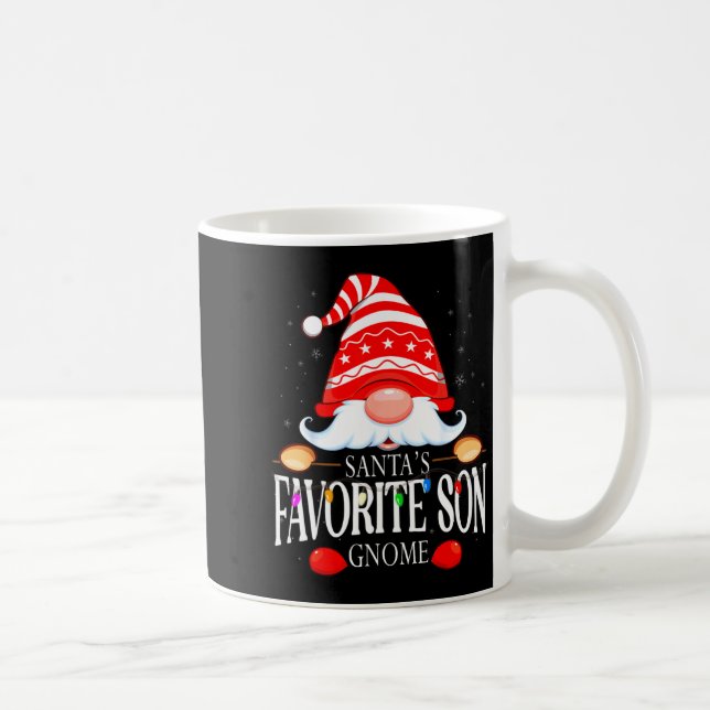 Santas Favorite Son Gnome Matching Christmas Paja  Coffee Mug (Right)