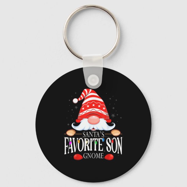 Santa's Favorite Son Gnome Matching Christmas Paja Keychain (Front)