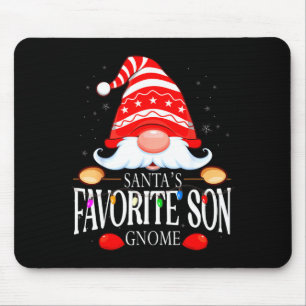 Santas Favorite Son Gnome Matching Christmas Paja Mouse Pad