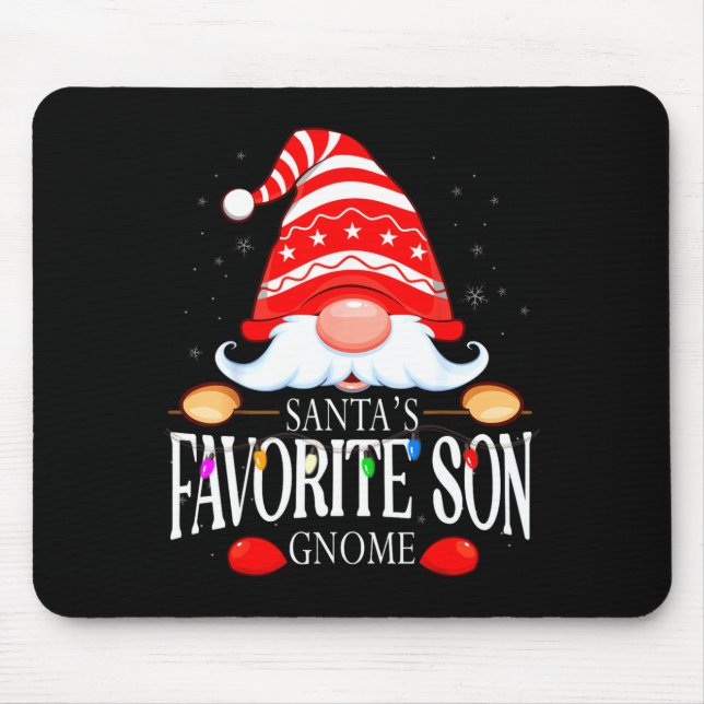 Santas Favorite Son Gnome Matching Christmas Paja  Mouse Pad (Front)