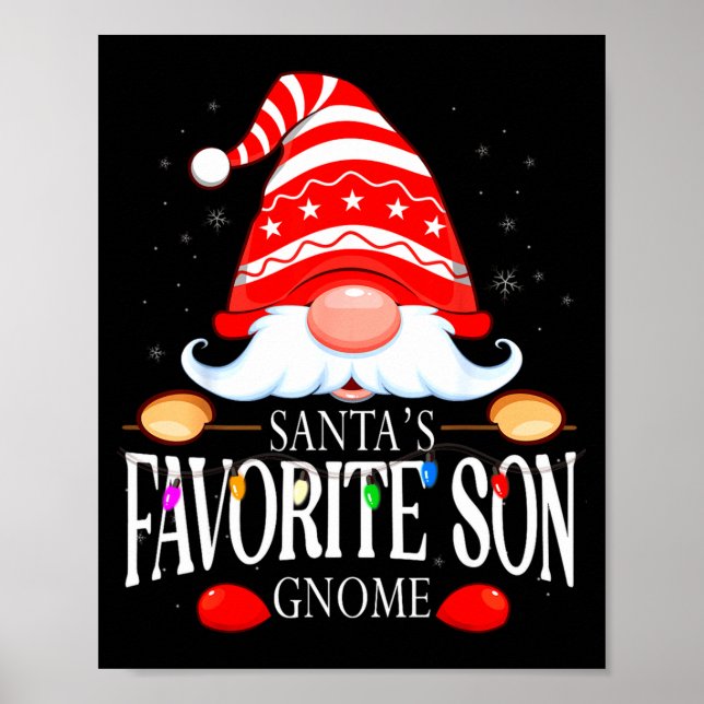 Santas Favorite Son Gnome Matching Christmas Paja  Poster (Front)