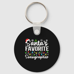 Santa's Favorite Sonographer Funny Christmas Famil Keychain