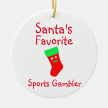 Santa's Favorite Sports Gambler Ceramic Ornament