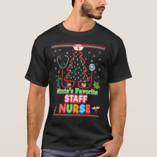 Santa's Favorite Staff Nurse Christmas Tree Ugly S T-Shirt
