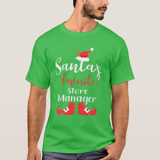 Santa's Favorite Store Manager Cute Christmas Sant T-Shirt (Front)