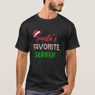 Santas Favorite Surfer Funny Surfing Christmas T-Shirt