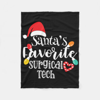 Santa's Favorite Surgical Tech Christmas Lights Sa Fleece Blanket