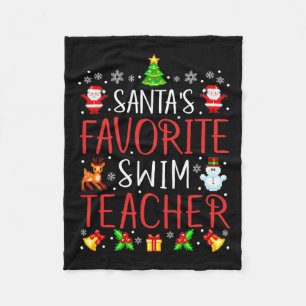 Santa's Favorite Swim Teacher Xmas Matching  Fleece Blanket